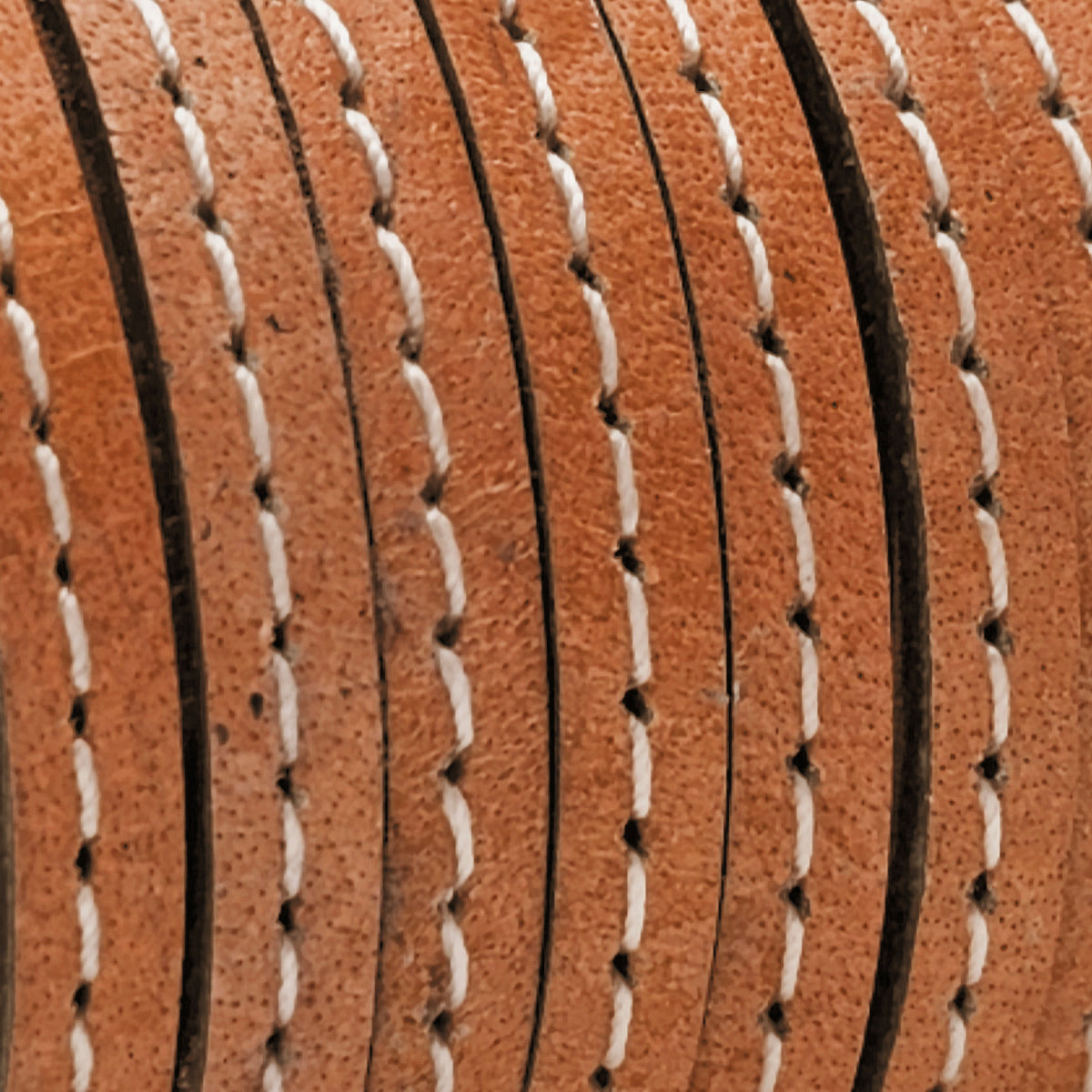 esnado Lederband flach mit Ziernaht  5 mm - Ocker