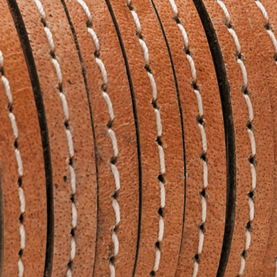 esnado Lederband flach mit Ziernaht  5 mm - Ocker