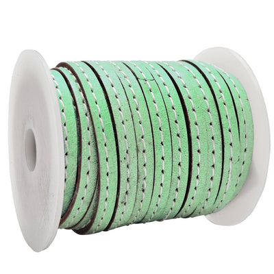 esnado Lederband flach mit Ziernaht  5 mm - Mintgrün
