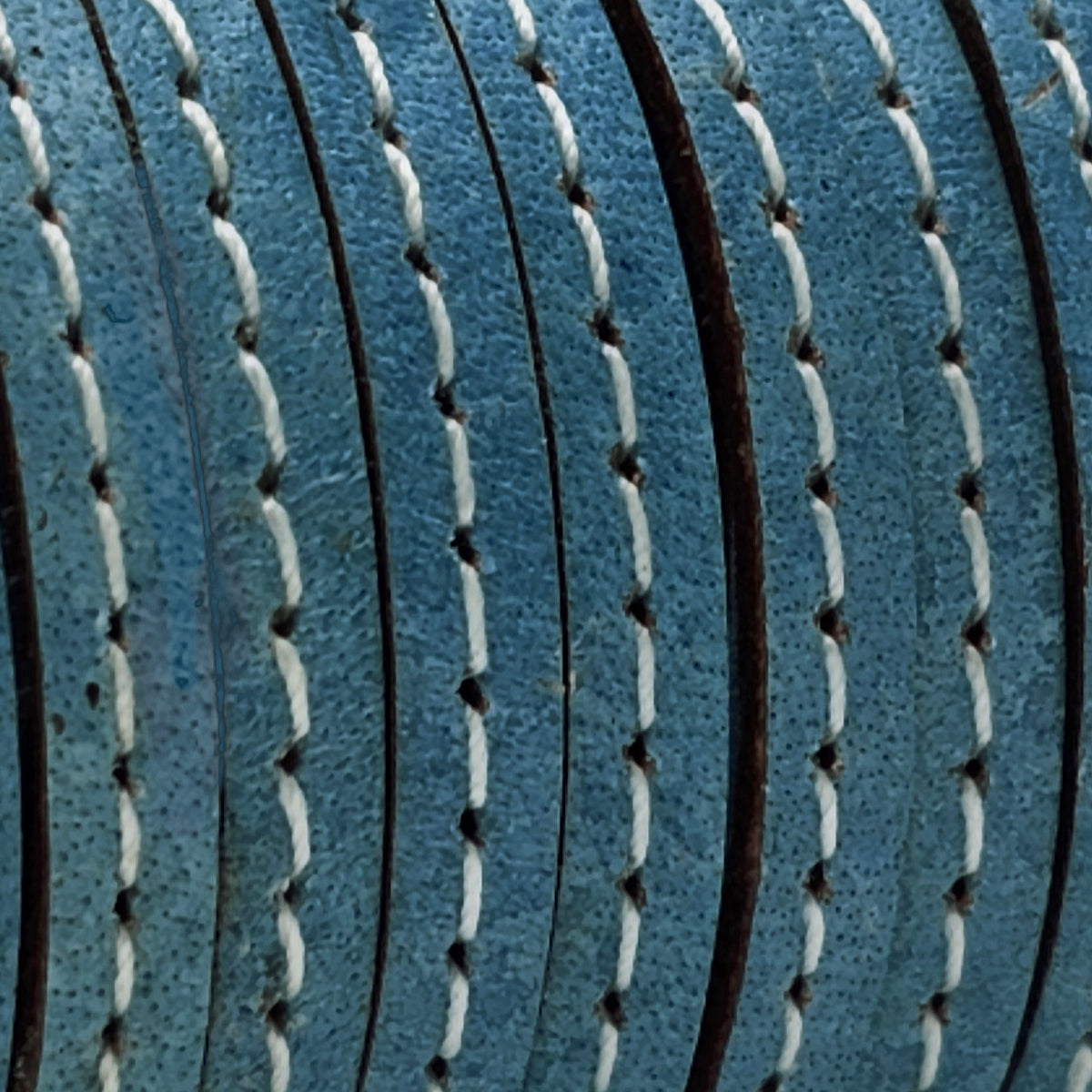 esnado Lederband flach mit Ziernaht  5 mm - Azurblau