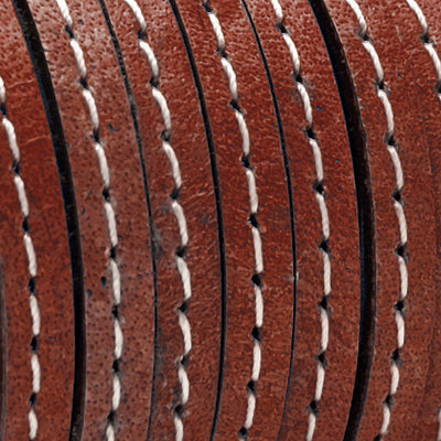 esnado Lederband flach mit Ziernaht  5 mm - Rotbraun