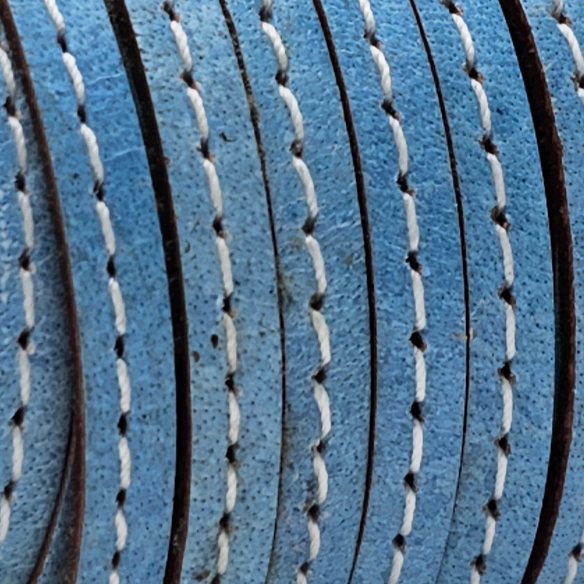 esnado Lederband flach mit Ziernaht  5 mm - Mittelblau