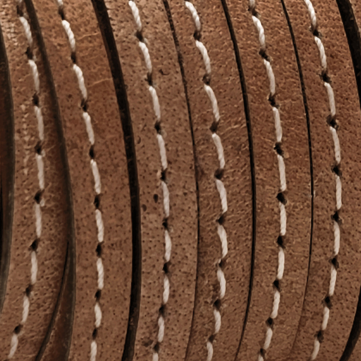 esnado Lederband flach mit Ziernaht  5 mm - Braun