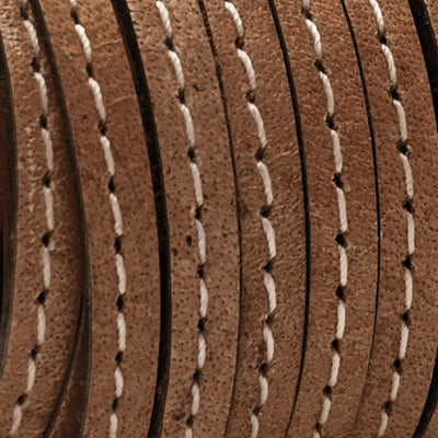 esnado Lederband flach mit Ziernaht  5 mm - Braun