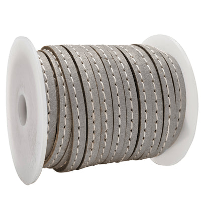 esnado Lederband mit Ziernaht  5 mm - Grau
