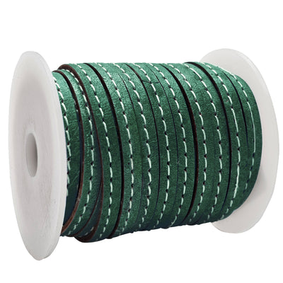 esnado Lederband mit Ziernaht  5 mm - Olivgrün