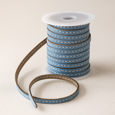 esnado Lederband mit Ziernaht  5 mm - Grau