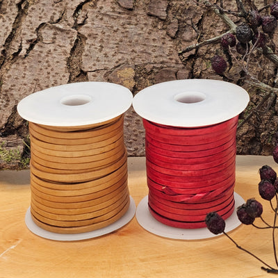 esnado Lederband Flach 3 x 1 mm - Antik Rot - echtes Leder