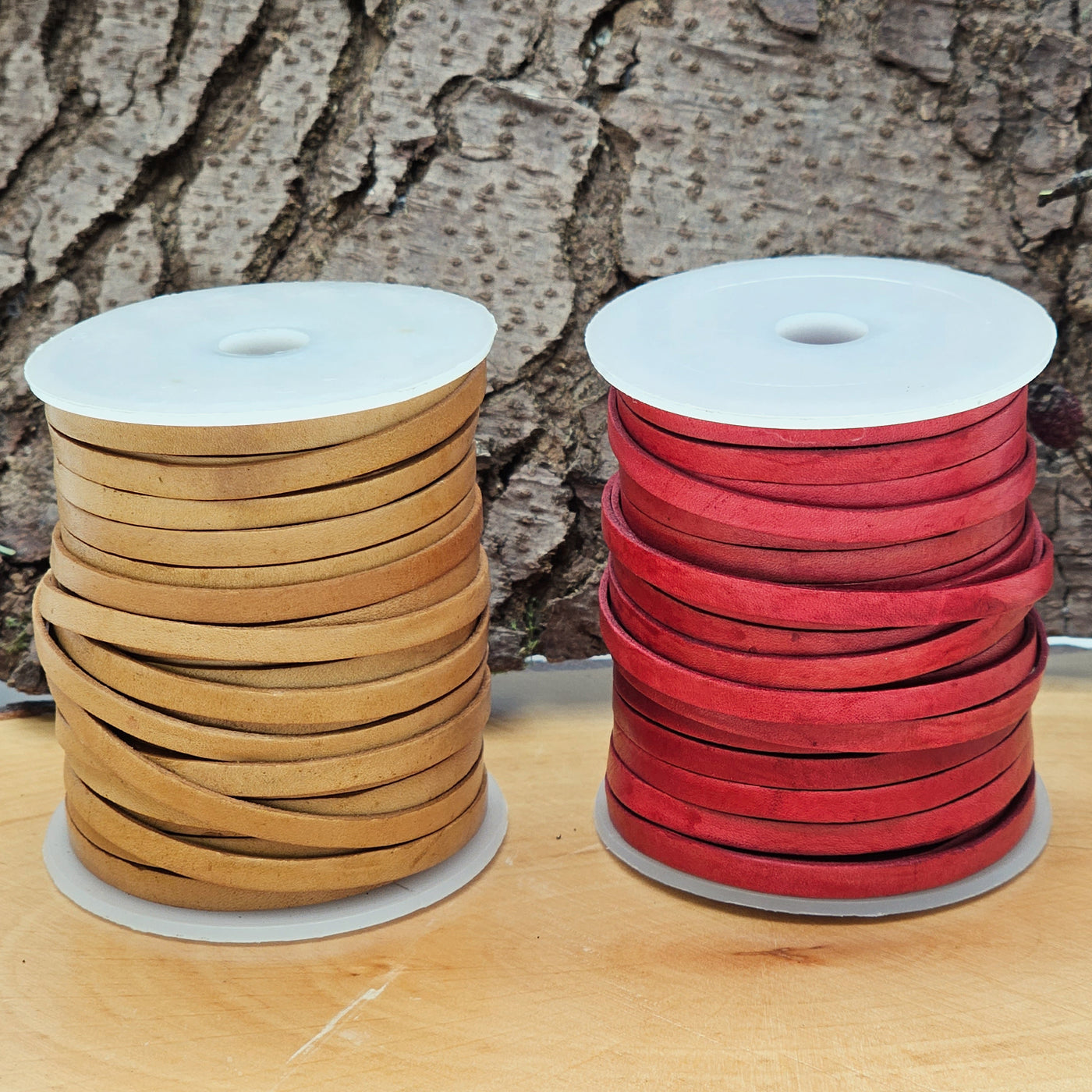 esnado Lederband Flach 4 x 1 mm - Antik Rot - echtes Leder