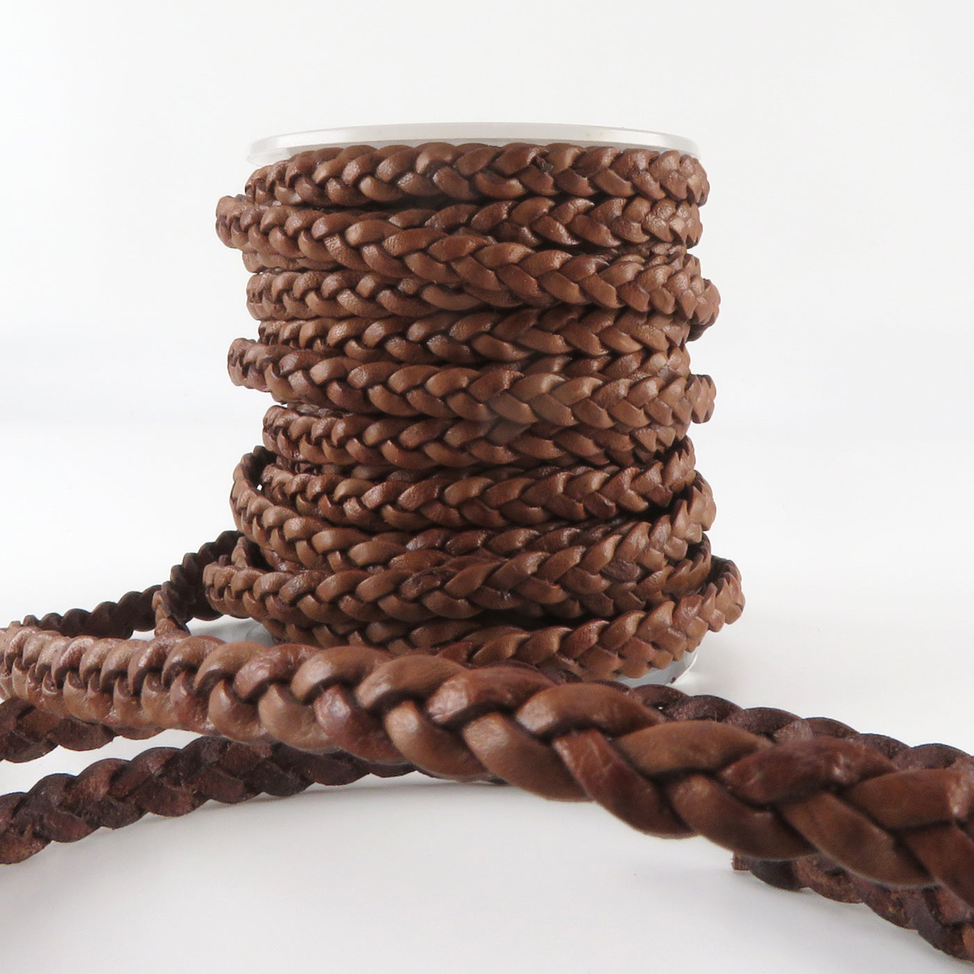 esnado Lederband flach geflochten, 5 mm x 2 mm - Antik Hellbraun