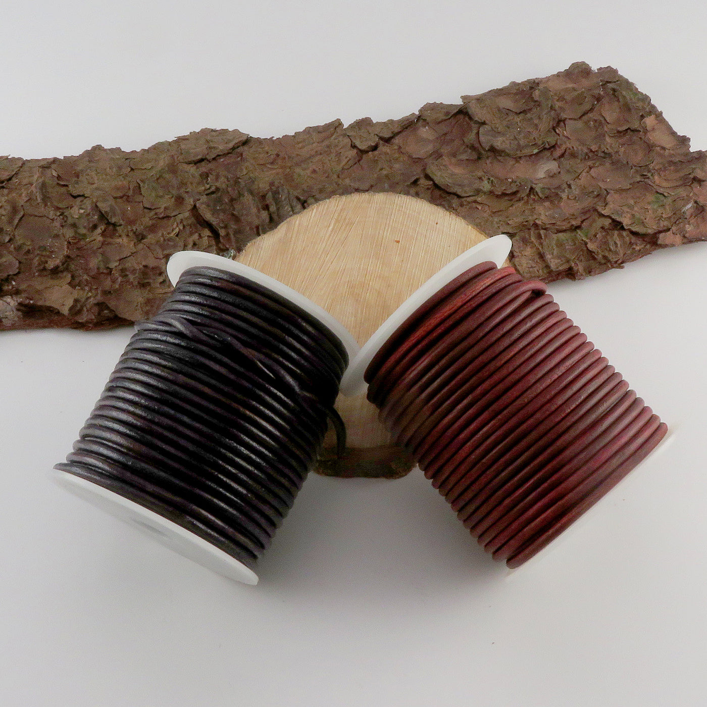 esnado Lederschnur Rund 3 mm - Antik Rotbraun - echtes Leder