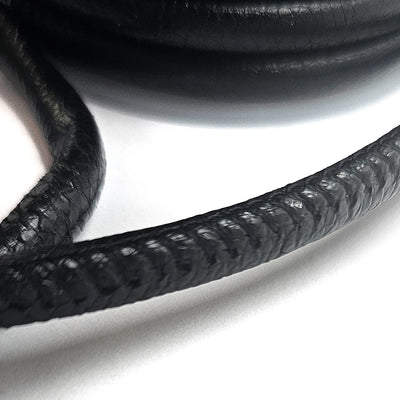 esnado Lederband gesäumt, Ø 6 mm- Schwarz