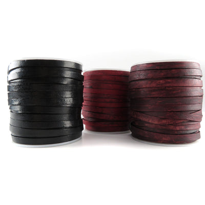 esnado Lederband Flach 6 mm - Antik Rot