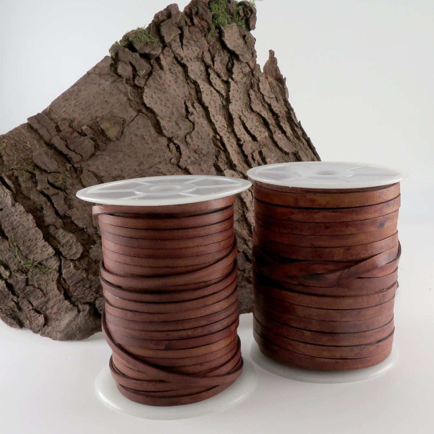 esnado Lederband flach, 7 mm x 1,5 mm - Antik Hellbraun