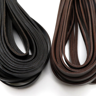 esnado Lederriemen Flach 15 mm x 3 mm - Schwarz