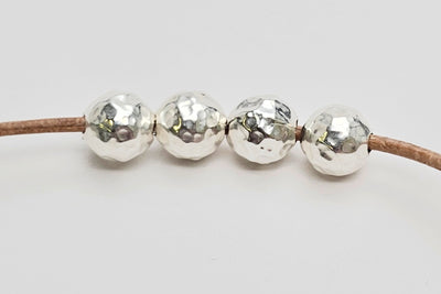 Perlen aus 925 Silber, Ø 6 mm, gehämmert