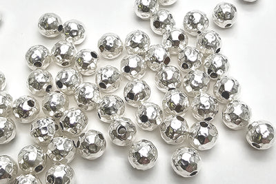 Perlen aus 925 Silber, Ø 6 mm, gehämmert
