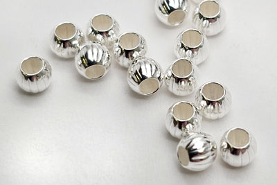 Perlen aus 925 Silber, Ø 3 mm, gewellt