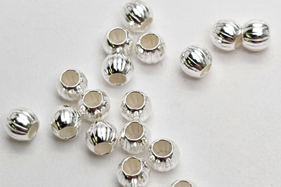 Perlen aus 925 Silber, Ø 3 mm, gewellt