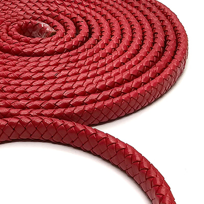 esnado Oval geflochtene Lederschnur Rot – 10 mm x 6 mm