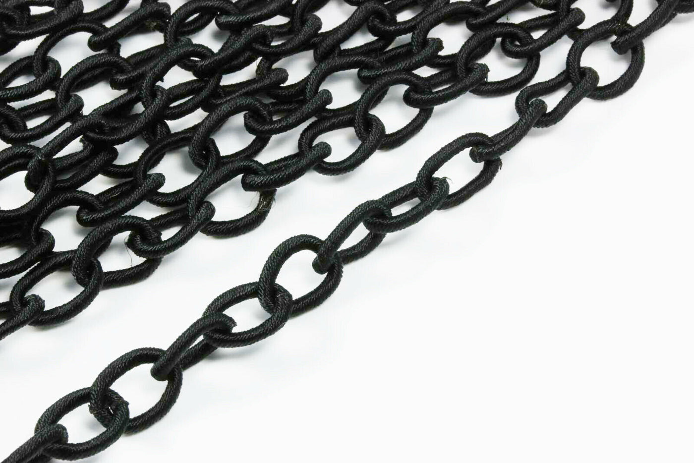 Textil Gliederkette, 90 cm, 12 x 8 mm, ohne Verschluss Schwarz