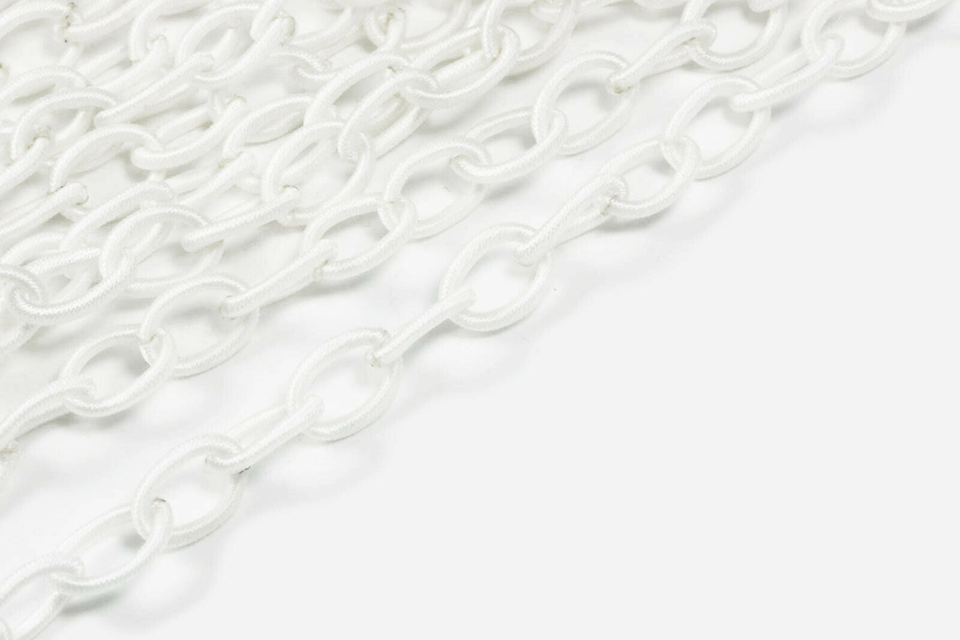 Textil Gliederkette, 90 cm, 12 x 8 mm, ohne Verschluss Weiß