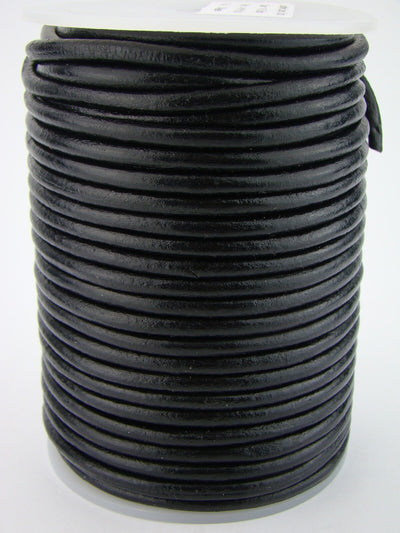 esnado Lederschnur Rund 4 mm - Schwarz - echtes Leder