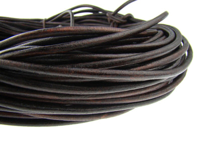 esnado Lederschnur Rund 4 mm - Antik Braun - echtes Leder