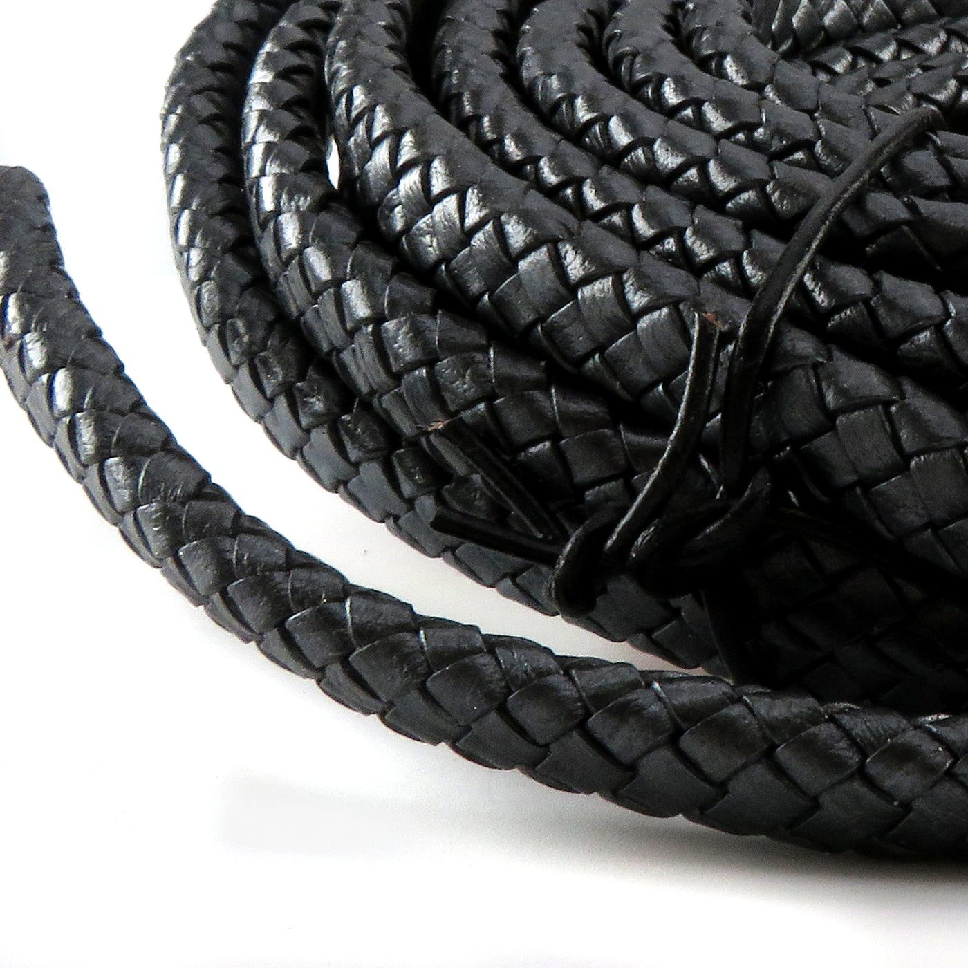 esnado Oval geflochtene Lederschnur Schwarz – 10 mm x 6 mm