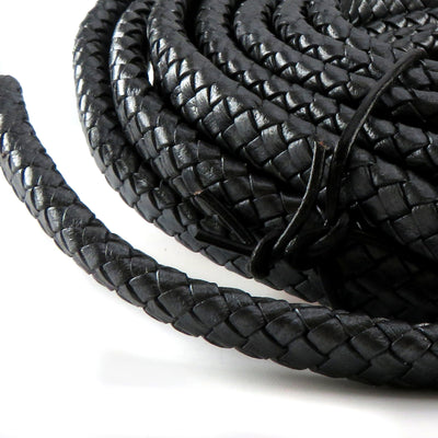 esnado Oval geflochtene Lederschnur Schwarz – 10 mm x 6 mm