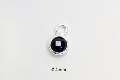 Spinell Anhänger rund 4 mm aus 925 Silber mit Ring