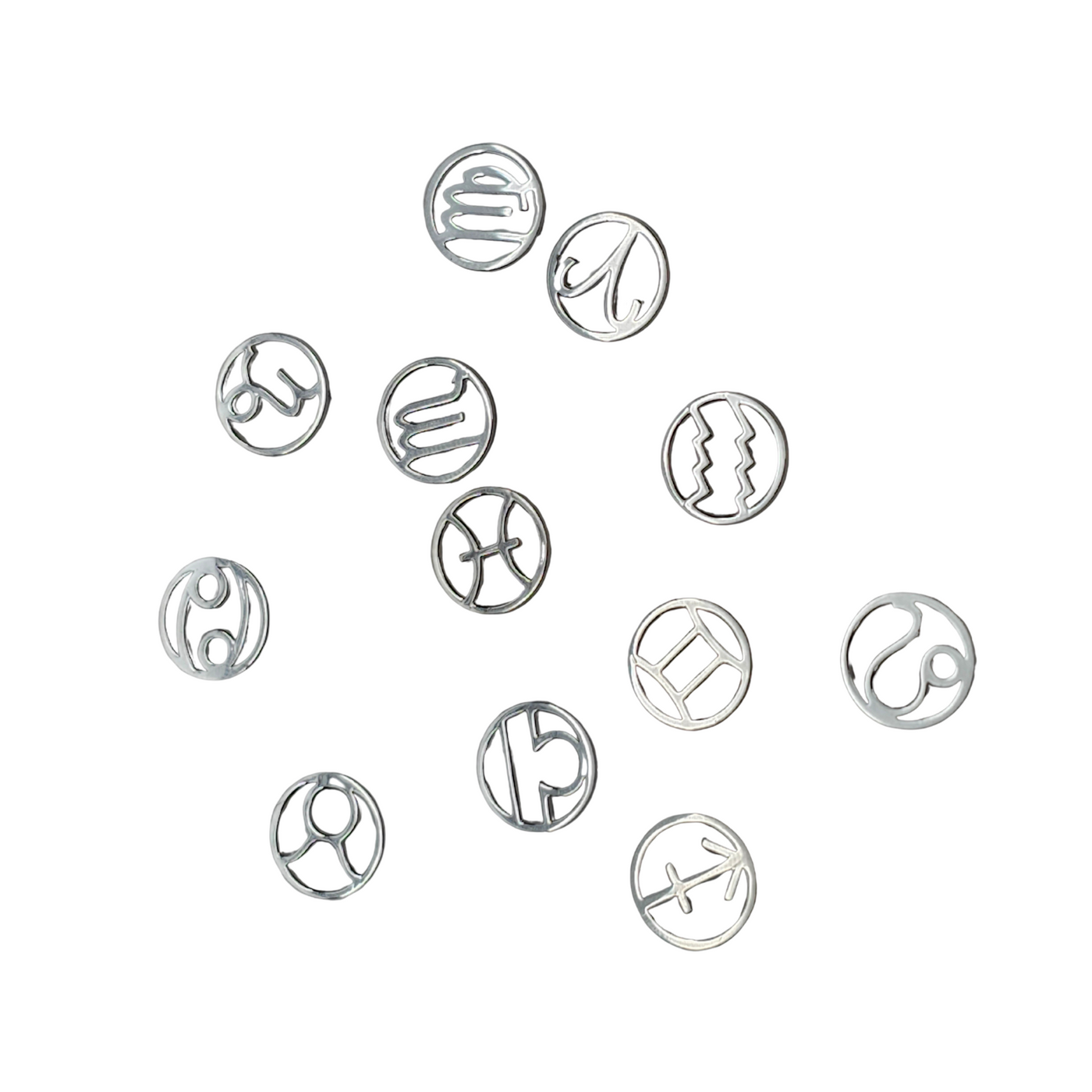 Sternzeichen Anhänger, Verbinder, Rund, 10 mm, 925 Silber
