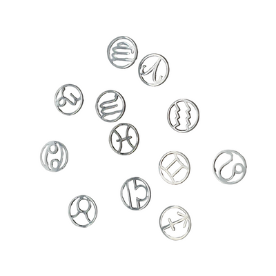 Sternzeichen Anhänger, Verbinder, Rund, 10 mm, 925 Silber