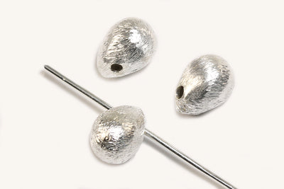 Tropfen aus 925 Silber, 8,5 x 6 x 6 mm, gebürstet