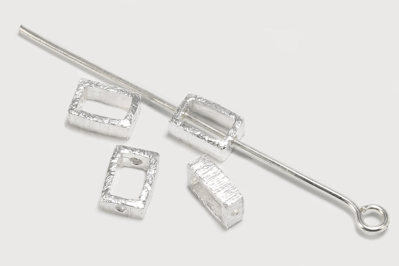 Zwischenperlen aus 925 SILBER, 6 x 4 x 2,5 mm, Rechteck, gebürstet