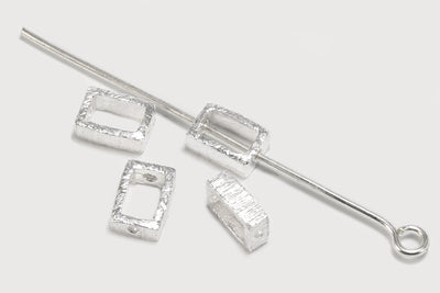 Zwischenperlen aus 925 SILBER, 6 x 4 x 2,5 mm, Rechteck, gebürstet