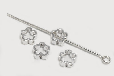 Zwischenperlen aus 925 SILBER, 6 x 6 x 2,5 mm, Blume, glatt