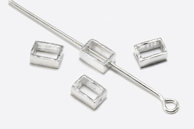 Zwischenperlen aus 925 SILBER, 6 x 4 x 2,5 mm, Rechteck, glatt