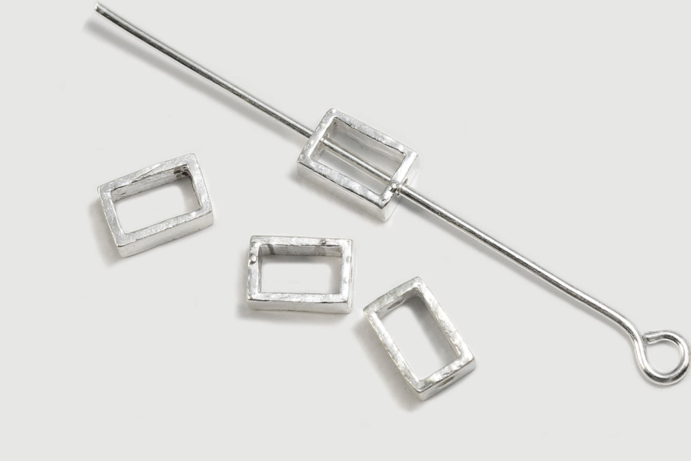 Zwischenperlen aus 925 SILBER, 6 x 4 x 2,5 mm, Rechteck, glatt