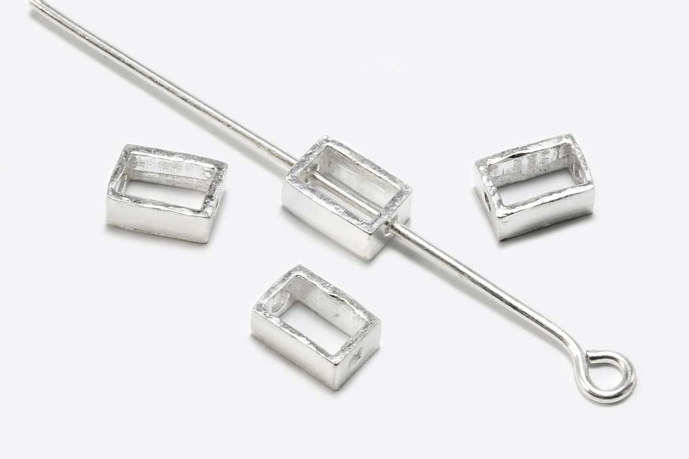 Zwischenperlen aus 925 SILBER, 6 x 4 x 2,5 mm, Rechteck, glatt