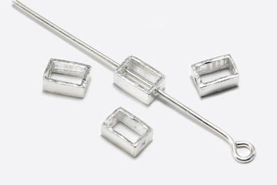 Zwischenperlen aus 925 SILBER, 6 x 4 x 2,5 mm, Rechteck, glatt