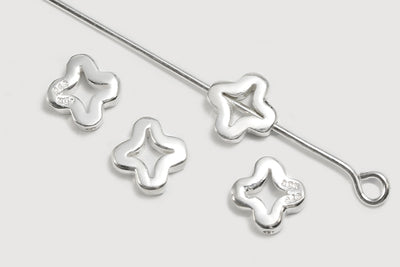 Zwischenperlen aus 925 SILBER, 7 x 7 x 2,2 mm, Kleeblatt