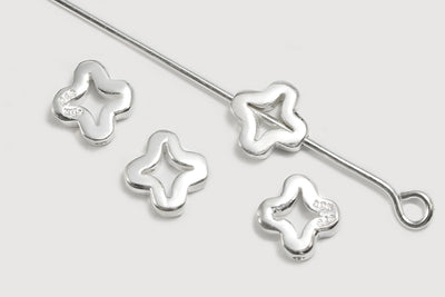 Zwischenperlen aus 925 SILBER, 7 x 7 x 2,2 mm, Kleeblatt