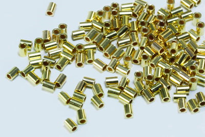 Quetschröhrchen aus 925 Silber vergoldet, Ø 1,5 / 2 mm