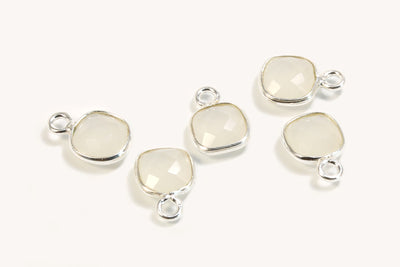 Weiße Jade Anhänger aus 925 SILBER, Mini