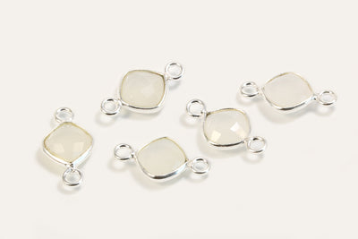 Weiße Jade Verbinder aus 925 SILBER, Mini