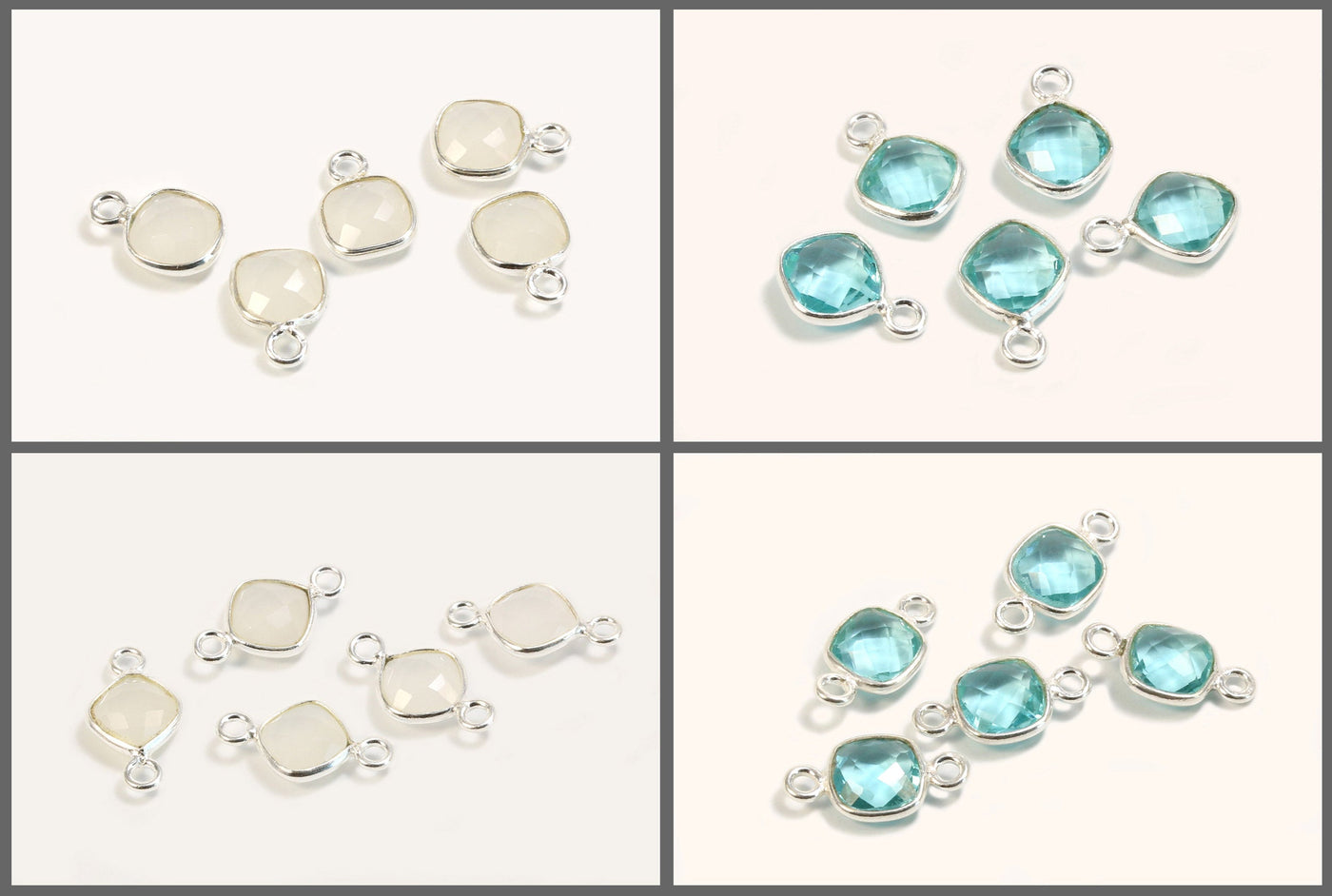Weiße Jade Verbinder aus 925 SILBER, Mini