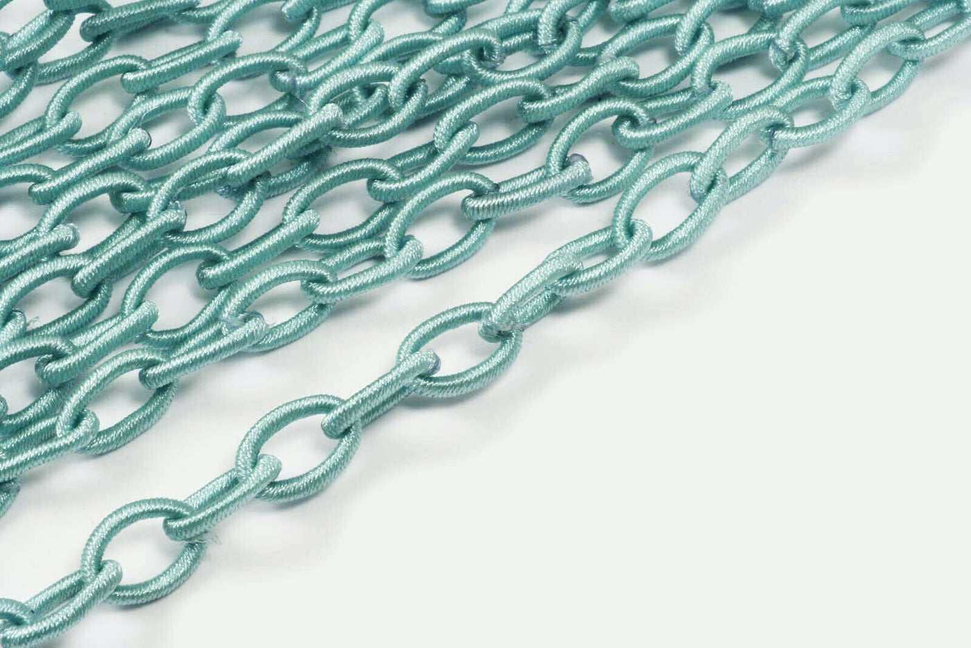 Textil Gliederkette, 90 cm, 12 x 8 mm, ohne Verschluss Pastelblau