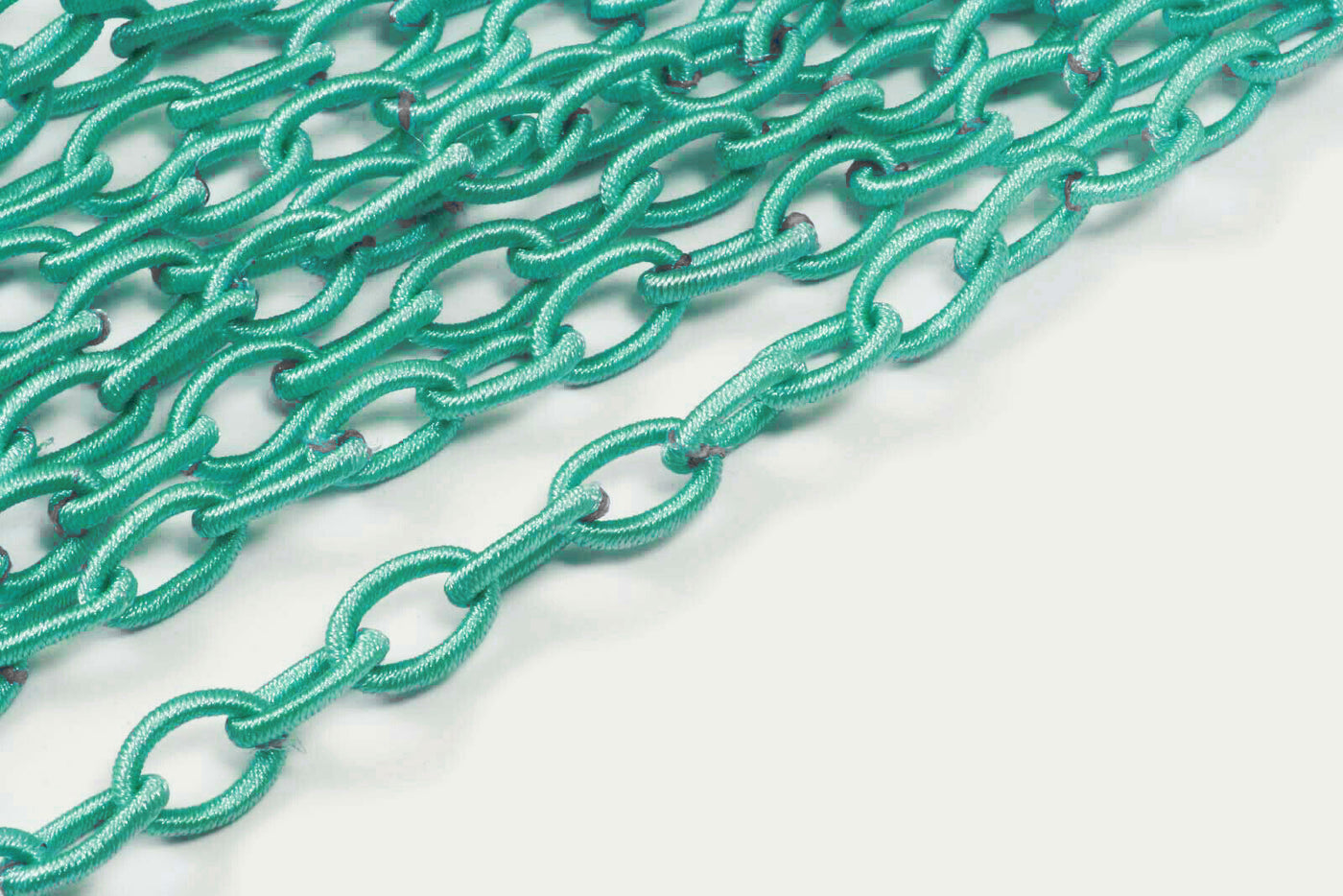 Textil Gliederkette, 90 cm, 12 x 8 mm, ohne Verschluss Türkis