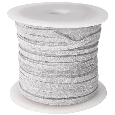 esnado Lederband Wildleder Flach 3 x 1,5 mm - Hellgrau